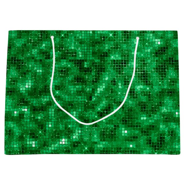 Sacola Para Presentes Grande Papel Alumínio Verde Elegante (Frente)