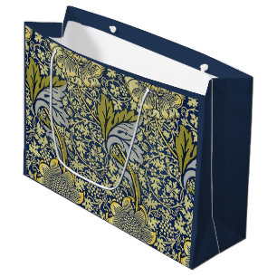 Sacola Para Presentes Grande Papel de Parede Floral William Morris Kennet Azul