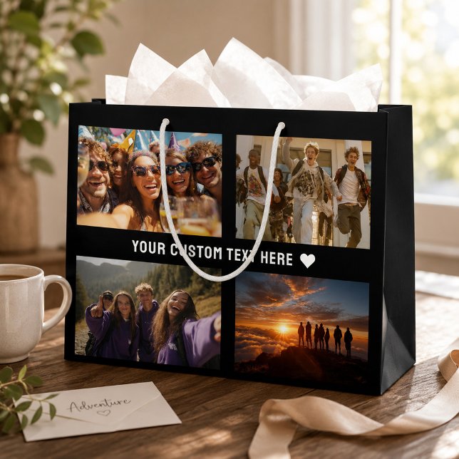 Sacola Para Presentes Grande Papel de presente personalizado com 8 fotos (Criador carregado)
