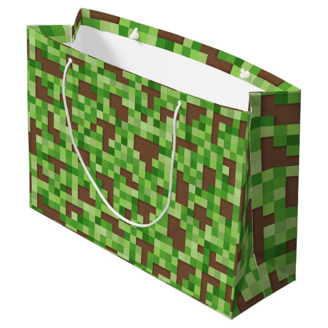 Sacola Para Presentes Grande Papel de Presente Pixel Camo Presente de Jogador e (Verso inclinado)
