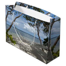 Sacola Para Presentes Grande Papel de seda com foto da paisagem da praia da Ind