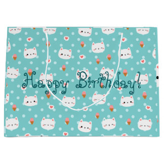 Sacola Para Presentes Grande Papel para moldagem de gato e Sorvete