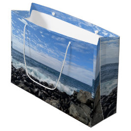 Sacola Para Presentes Grande Papel Tissue com Foto de Paisagem Natural Havaiana
