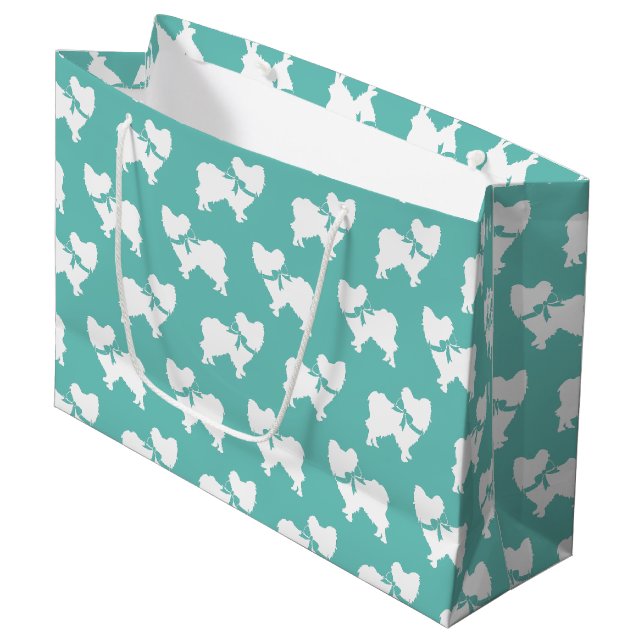 Sacola Para Presentes Grande Papillon Dog Puppy (Frente inclinada)