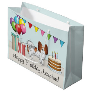 Sacola Para Presentes Grande Papillon Vermelho e Branco Aniversário Colorido