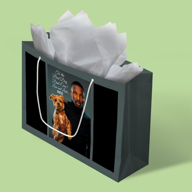 Sacola Para Presentes Grande Para o melhor Pai de cães alguma vez personalizado (Criador carregado)