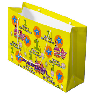 Sacola Para Presentes Grande Parabéns, Bag de Presente #1, Primeiro Aniversár