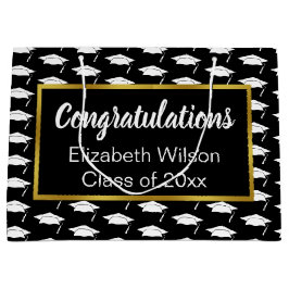 Sacola Para Presentes Grande Parabéns Black White Dourado Classe de 2023