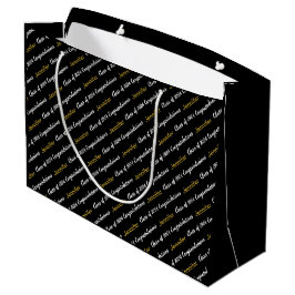 Sacola Para Presentes Grande Parabéns Black White Dourado Classe de 2024