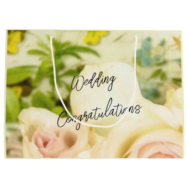 Sacola Para Presentes Grande Parabéns de casamento personalizados (Verso)