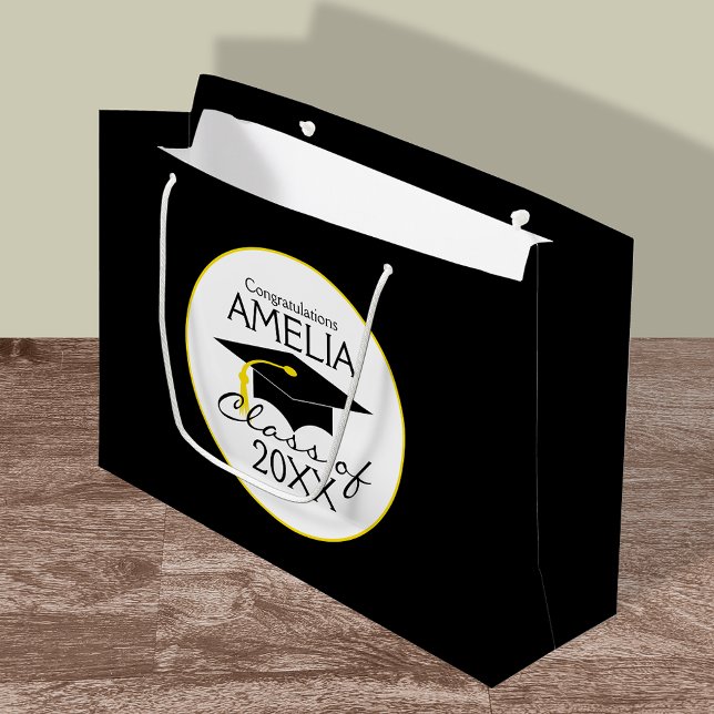 Sacola Para Presentes Grande Parabéns de Classe de Graduação Personalizados (Criador carregado)