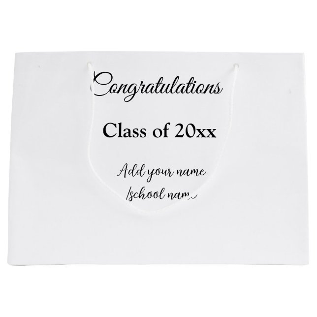Sacola Para Presentes Grande Parabéns de graduação simples, adicionar classes m (Frente)