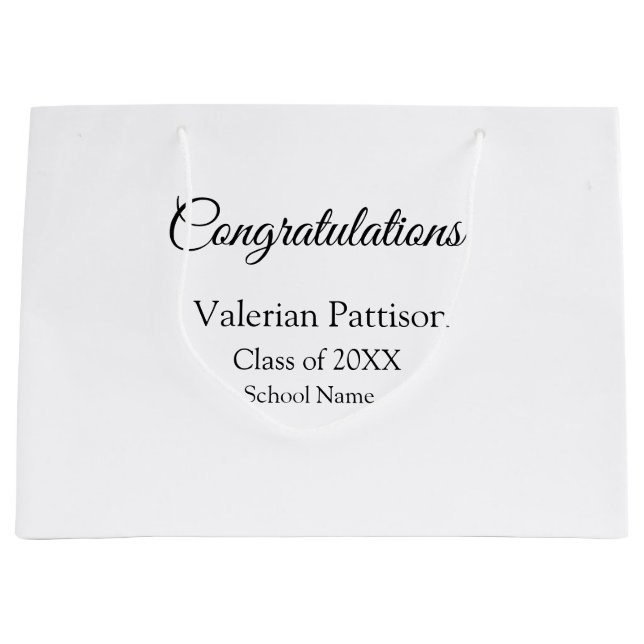 Sacola Para Presentes Grande Parabéns formando adicionar nome da escola simples (Frente)