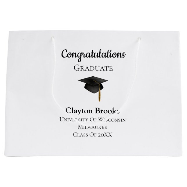 Sacola Para Presentes Grande Parabéns Formando com Boné (Frente)