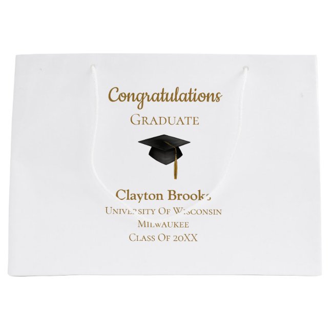 Sacola Para Presentes Grande Parabéns Formando com Boné (Frente)