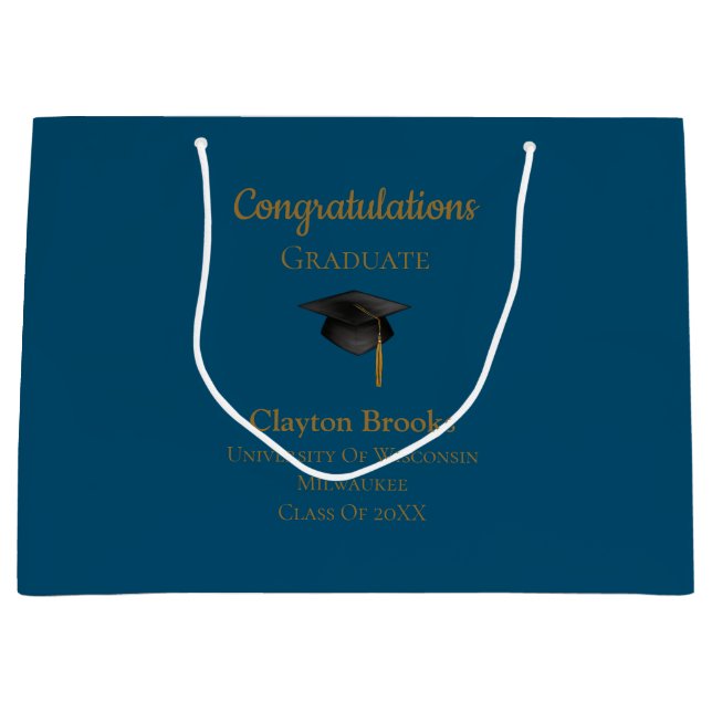 Sacola Para Presentes Grande Parabéns Formando com Boné (Frente)