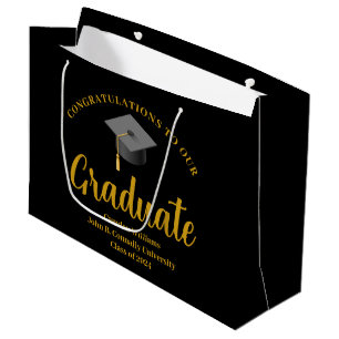 Sacola Para Presentes Grande Parabéns Formando Dourado Chic Personalizado