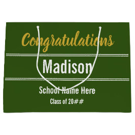 Sacola Para Presentes Grande Parabéns Graduado Verde Escuro Branco Graduação