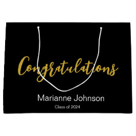 Sacola Para Presentes Grande Parabéns Ouro Branco Graduado Nome