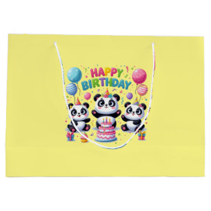 Sacola Para Presentes Grande Parabéns Pandas