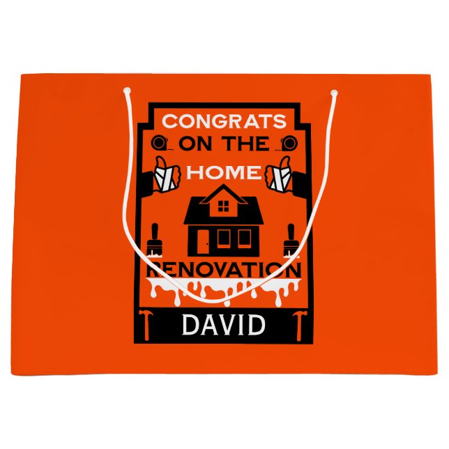 Sacola Para Presentes Grande Parabéns para Melhoramento Doméstico (Frente)