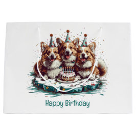 Sacola Para Presentes Grande Parabéns Pembroke Welsh Corgi Dogs