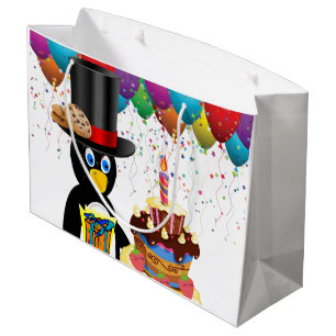 Sacola Para Presentes Grande Parabéns, Presente Pinguim