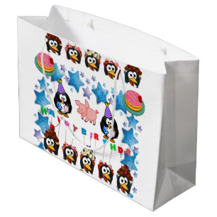Sacola Para Presentes Grande Parabéns, Presente Pinguim