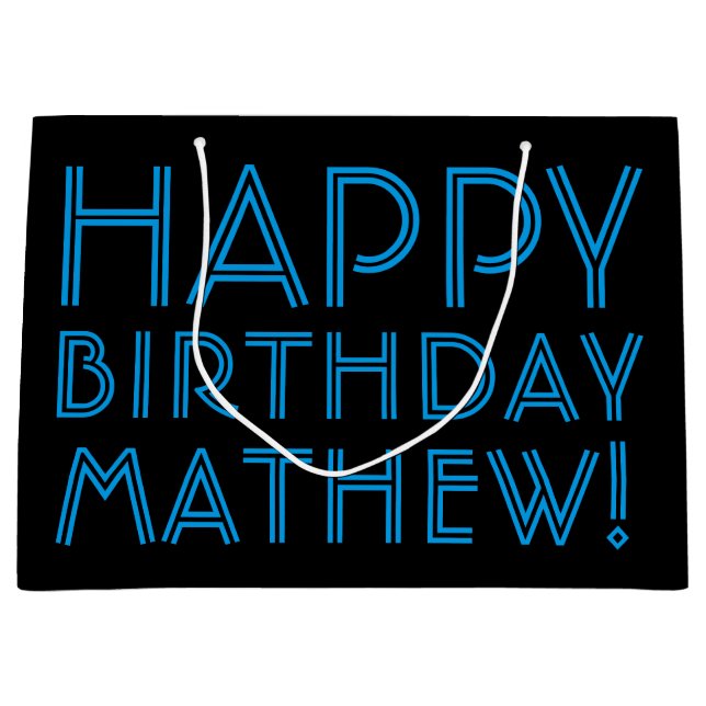 Sacola Para Presentes Grande Parabéns (QUALQUER NOME) | Azul e preto (ou morrer (Frente)