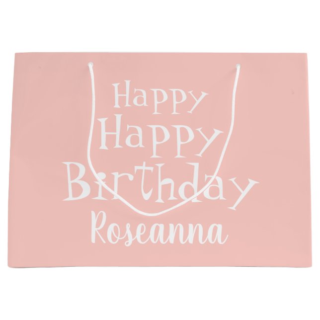 Sacola Para Presentes Grande Parabéns, Rosa, Grande Saco de Presente (Frente)