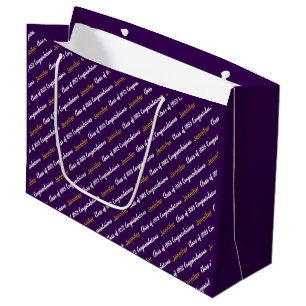 Sacola Para Presentes Grande Parabéns White Dourado Classe Roxo de 2025