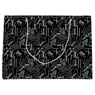Sacola Para Presentes Grande Parafusos e unhas x4 Preto BG
