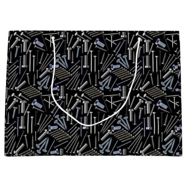 Sacola Para Presentes Grande Parafusos e unhas x4 Preto BG (Frente)