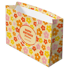 Sacola Para Presentes Grande Paraíso Feliz da Flor de Boho Colorida Retro Laran