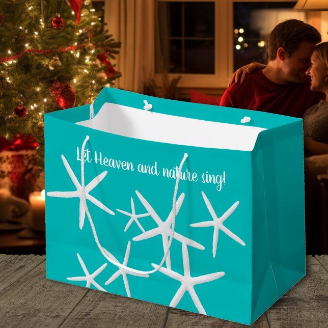 Sacola Para Presentes Grande Paraíso na Natureza Starfish Beach Natal (Criador carregado)