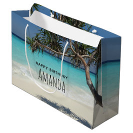 Sacola Para Presentes Grande Paraíso Sunny Tropical Beach Ocean