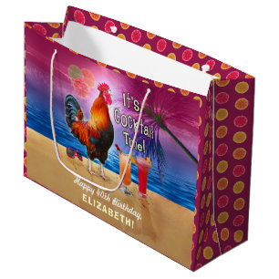 Sacola Para Presentes Grande Parceiro Cocktail Tropical Rooster Engraçado Aniv