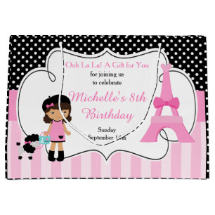 Sacola Para Presentes Grande Paris Eiffel Tower African American Girl