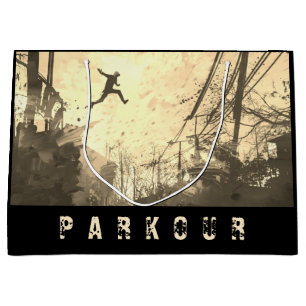 Sacola Para Presentes Grande Parkour Urban Free Runling Free Styling Art Sepia