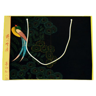 SACOLA PARA PRESENTES GRANDE PARRÓTULOS DE JAPONÊS DE BOLSA EM PRETO E AMARELO