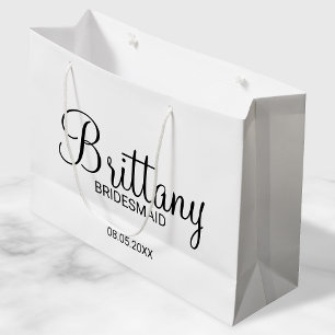 Sacola Para Presentes Grande Parteiras Personalizadas Modernas de Preto e Branc