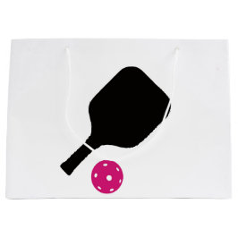 Sacola Para Presentes Grande Pás de picleball e bolas cor-de-rosa