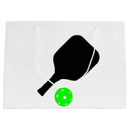 Sacola Para Presentes Grande Pás de picleball e bolas verdes