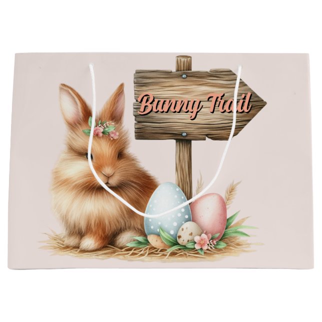 Sacola Para Presentes Grande Páscoa Bunny Trail (Frente)