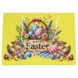 Sacola Para Presentes Grande Páscoa de Pintinhos amarelas