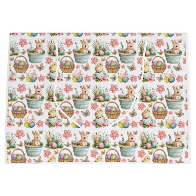 Sacola Para Presentes Grande Páscoa, Primavera (Frente)