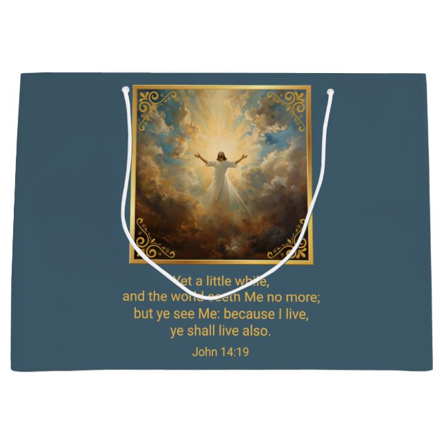 Sacola Para Presentes Grande Páscoa Ressurreição Religiosa  (Frente)