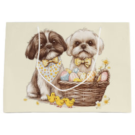 Sacola Para Presentes Grande Páscoa Shih Tzu Dogs