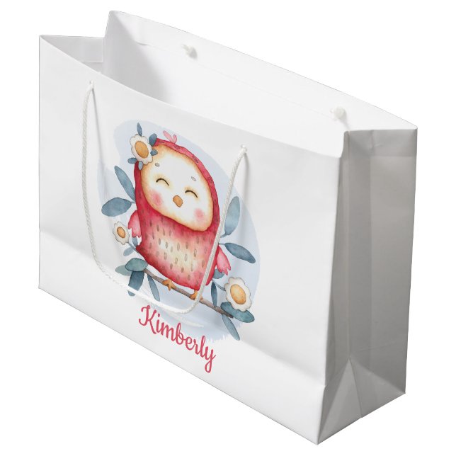 Sacola Para Presentes Grande Passarinho Fofo Personalizado (Frente inclinada)