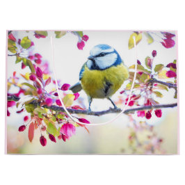 Sacola Para Presentes Grande Pássaro Azul e Amarelo bonito em uma Fotografia de